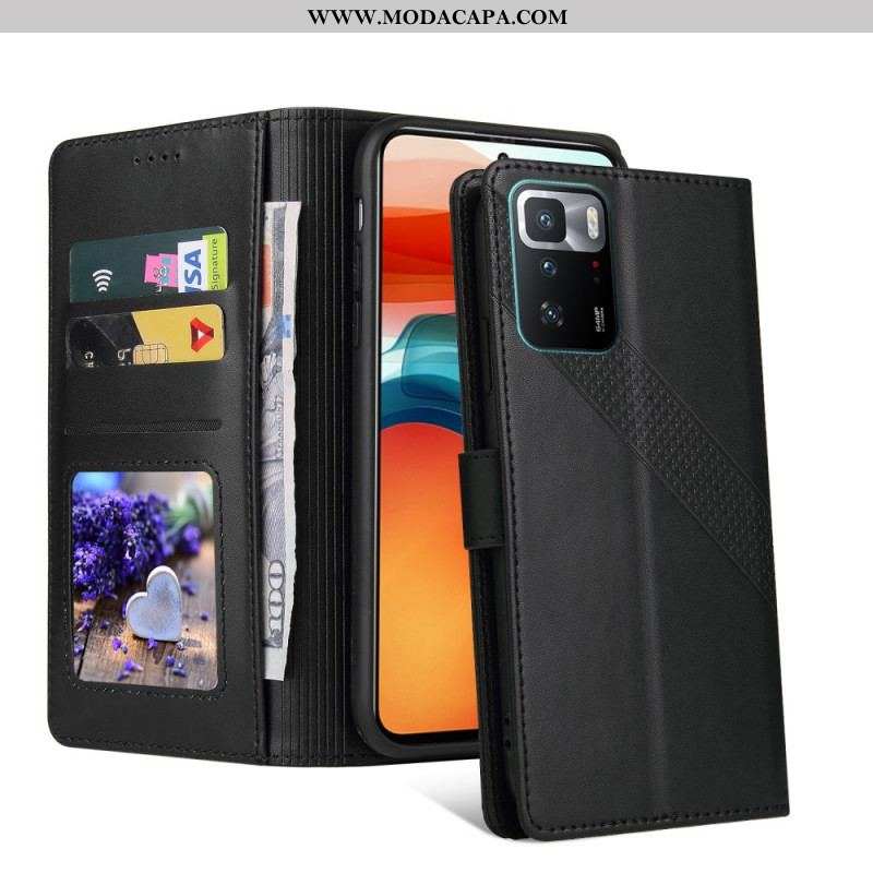 Capa Folio Para Xiaomi Redmi Note 10 Pro Efeito Couro Gq.utrobe