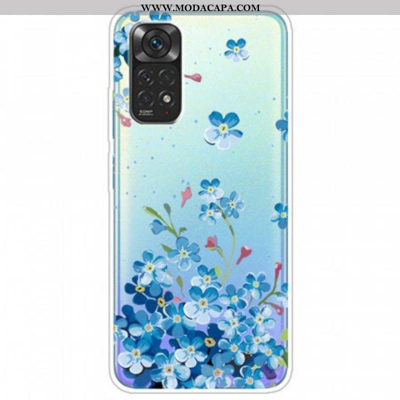 Capa Para Xiaomi Redmi Note 11 / 11S Buquê De Flores Azuis