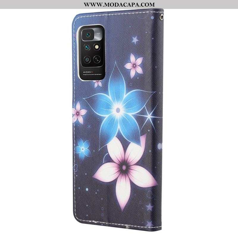 Capa Flip Para Xiaomi Redmi Note 11 / 11S De Cordão Flores De Cinta Lunar