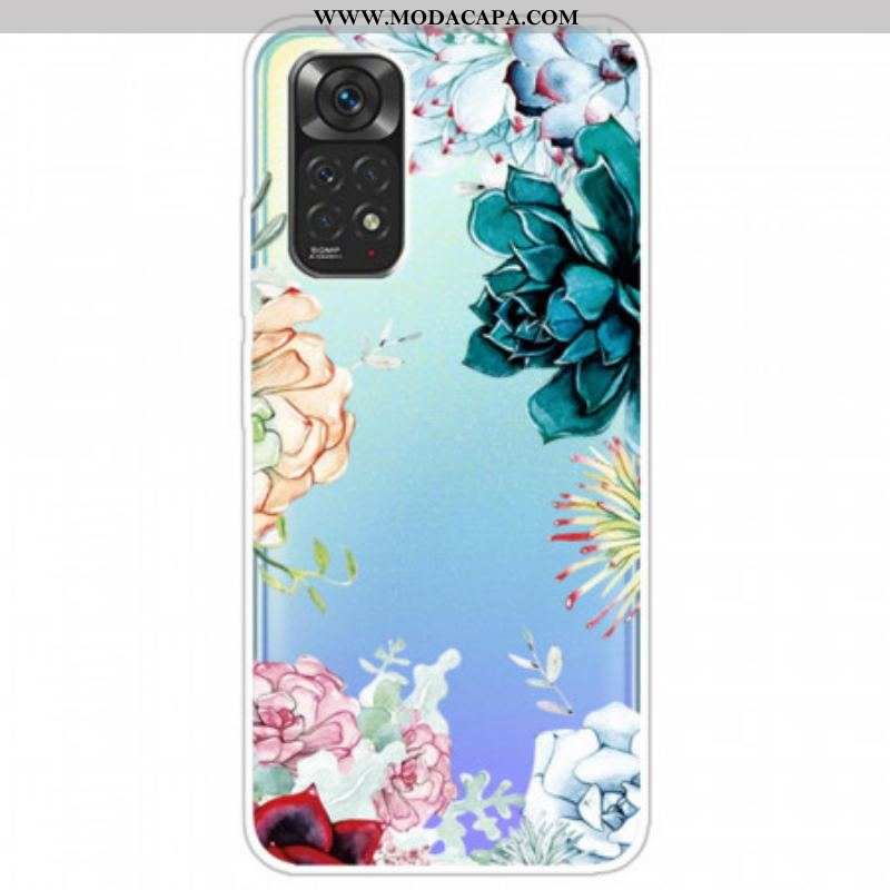 Capa Para Xiaomi Redmi Note 11 / 11S Flores Em Aquarela Sem Costura