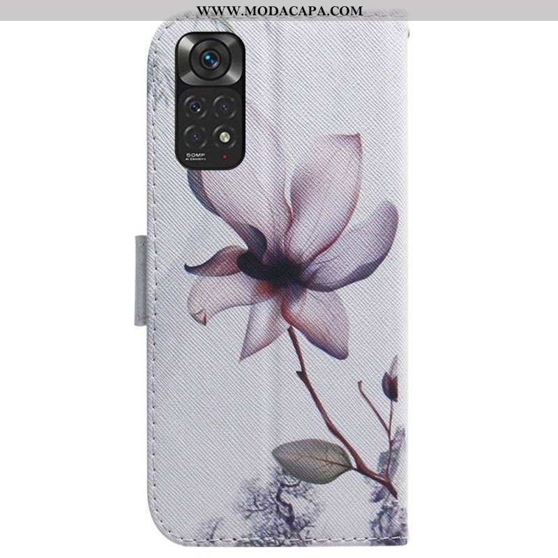 Capa Flip Para Xiaomi Redmi Note 11 / 11S Flor Rosa Empoeirado