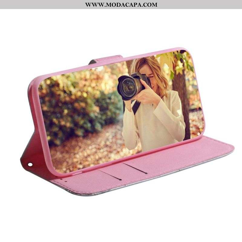 Capa Flip Para Xiaomi Redmi Note 11 / 11S Flor Rosa Empoeirado