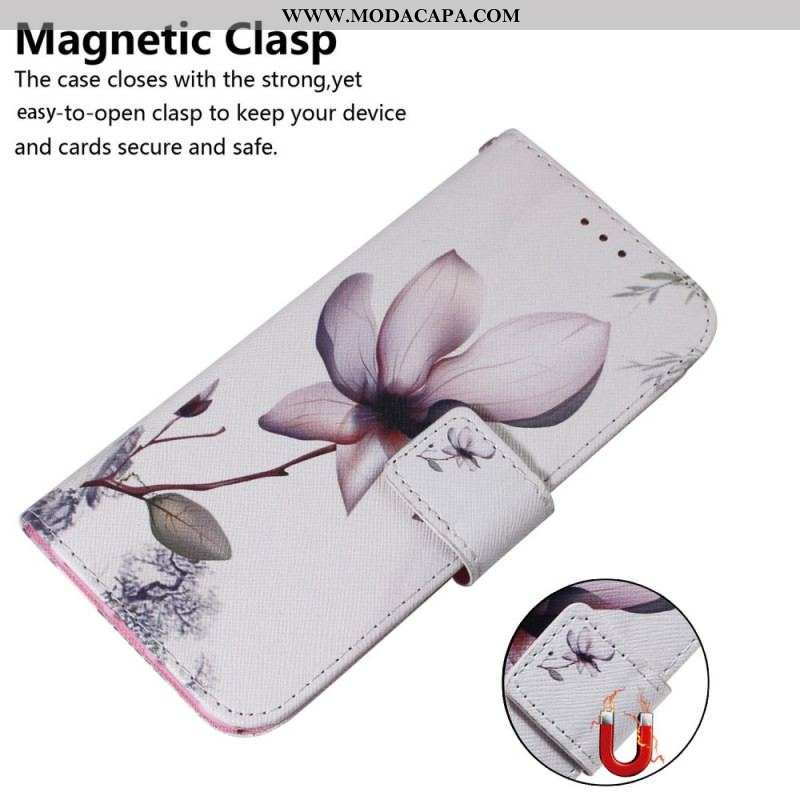 Capa Flip Para Xiaomi Redmi Note 11 / 11S Flor Rosa Empoeirado