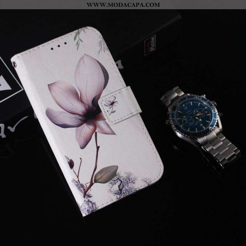 Capa Flip Para Xiaomi Redmi Note 11 / 11S Flor Rosa Empoeirado