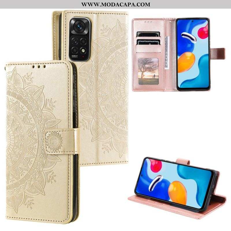 Capa De Couro Para Xiaomi Redmi Note 11 / 11S Mandala Do Sol