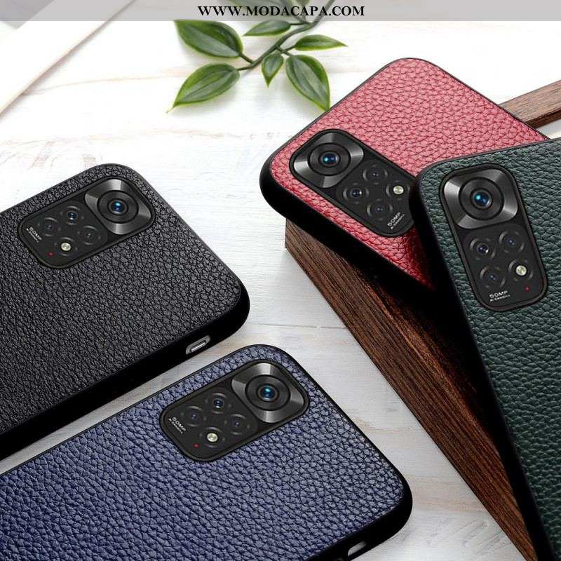 Capa Para Xiaomi Redmi Note 11 / 11S Couro Lichia Genuíno