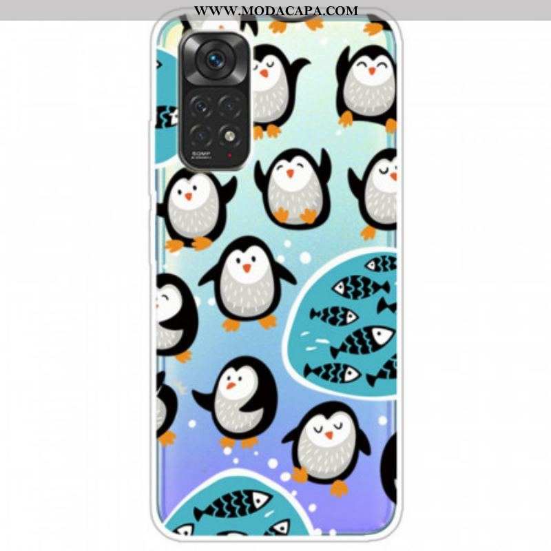 Capa Para Xiaomi Redmi Note 11 / 11S Pinguins E Peixes