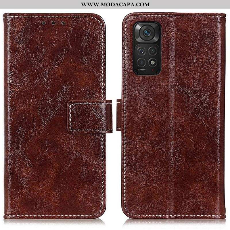 Capa Folio Para Xiaomi Redmi Note 11 / 11S Costuras Brilhantes E Expostas