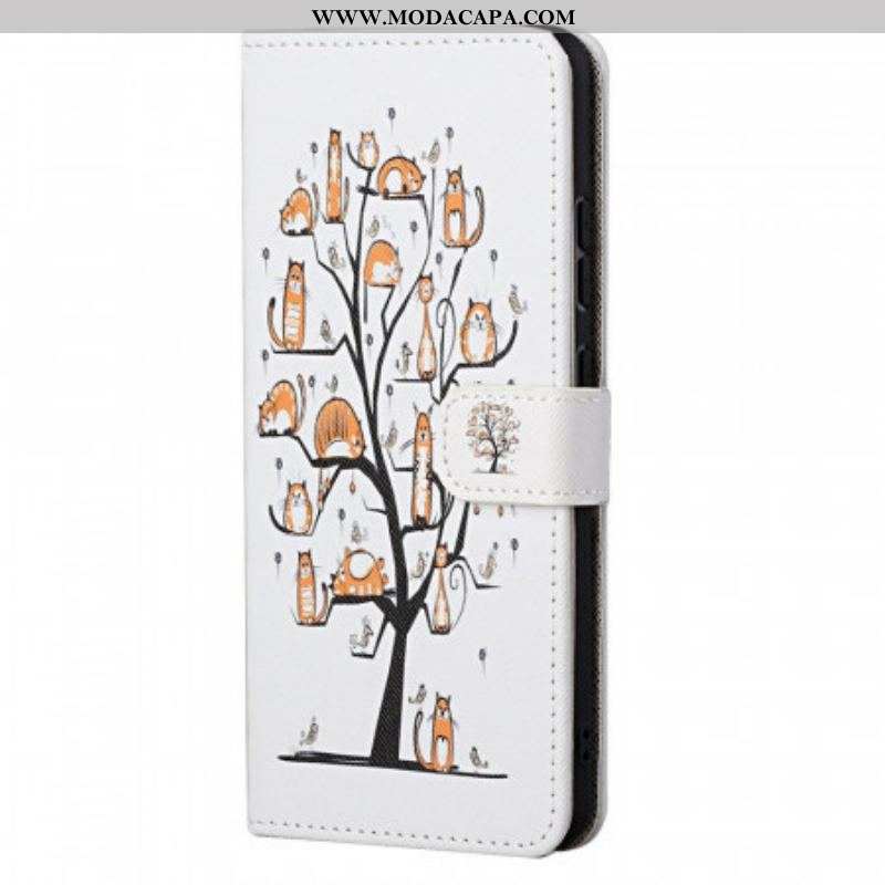 Capa Flip Para Xiaomi Redmi Note 11 / 11S De Cordão Gatos Divertidos Com Alça