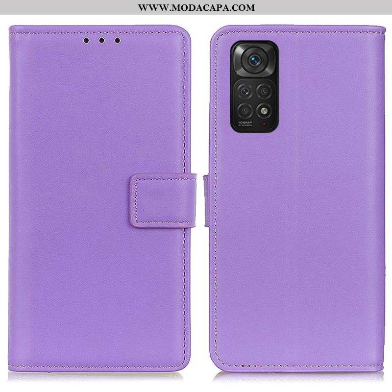 Capa De Couro Para Xiaomi Redmi Note 11 / 11S Couro Sintético Liso