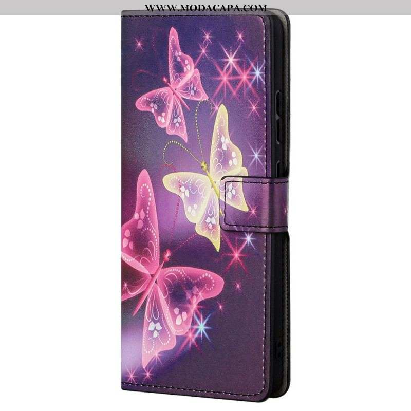 Capa Folio Para Xiaomi Redmi Note 11 / 11S Borboletas E Flores