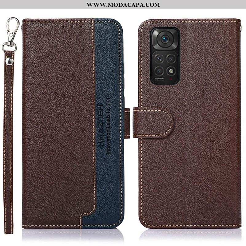 Capa De Couro Para Xiaomi Redmi Note 11 / 11S Estilo Lichia Rfid Khazneh