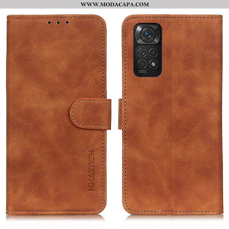 Capa De Couro Para Xiaomi Redmi Note 11 / 11S Efeito Couro Vintage Khazneh