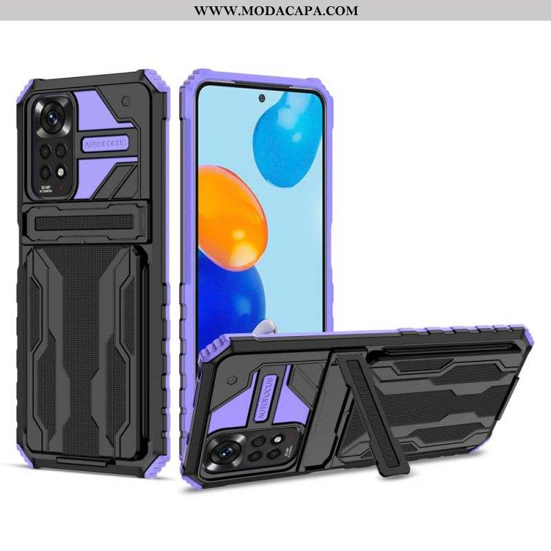 Capa Para Xiaomi Redmi Note 11 / 11S Porta-cartões Com Zíper E Suporte