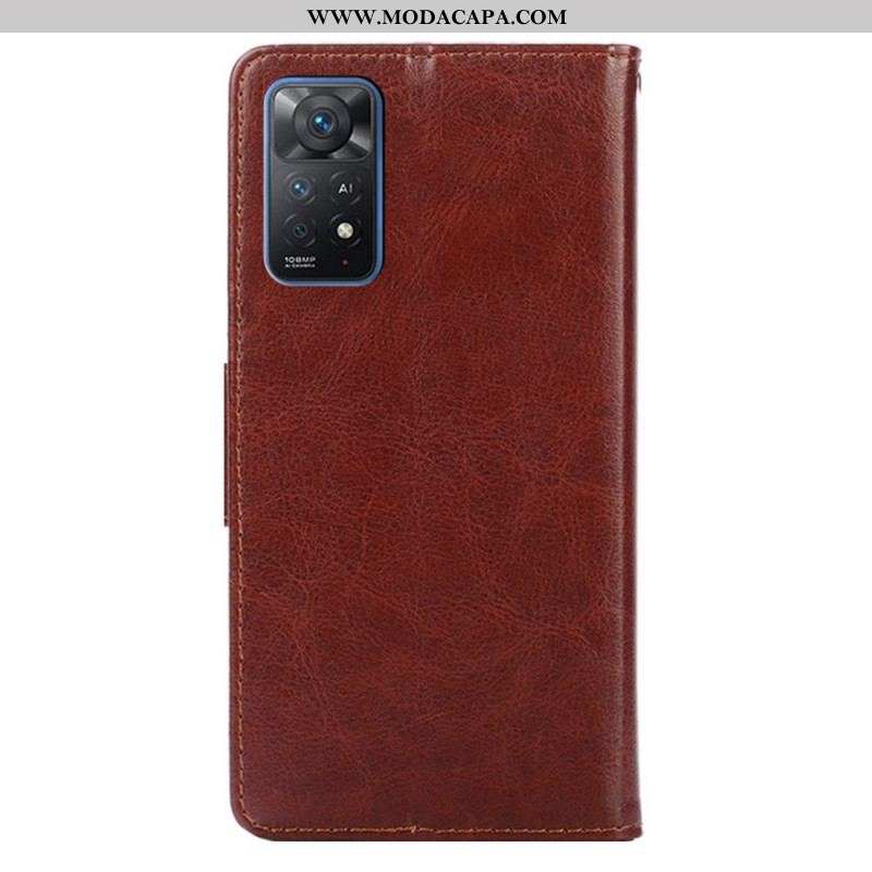 Capa Folio Para Xiaomi Redmi Note 11 Pro / 11 Pro 5G Couro Sintético Retrô