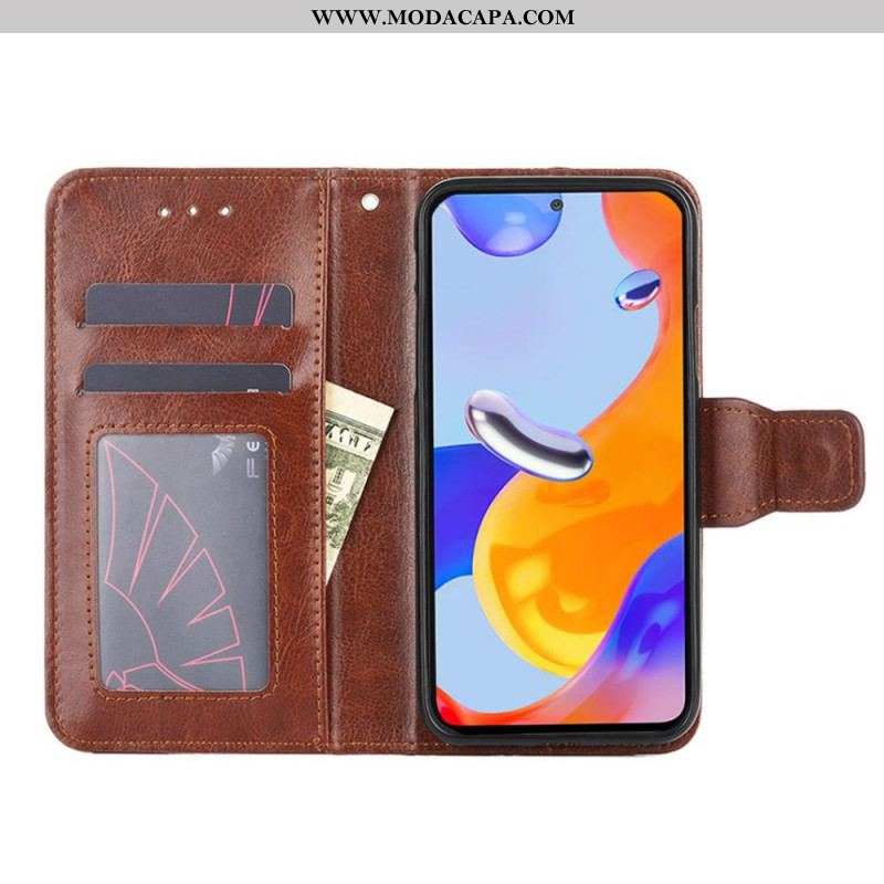 Capa Folio Para Xiaomi Redmi Note 11 Pro / 11 Pro 5G Couro Sintético Retrô