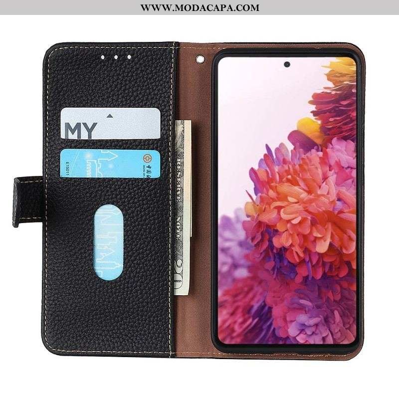 Capa De Couro Para Xiaomi Redmi Note 11 Pro / 11 Pro 5G Couro Genuíno Khazneh Litchi