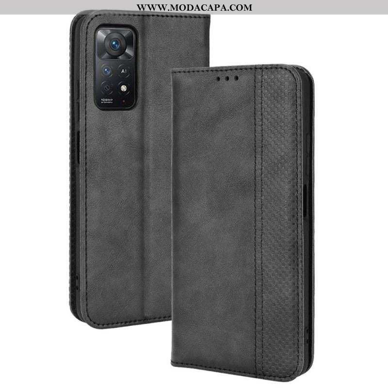 Capa De Celular Para Xiaomi Redmi Note 11 Pro / 11 Pro 5G Flip Efeito Couro Vintage Estilizado