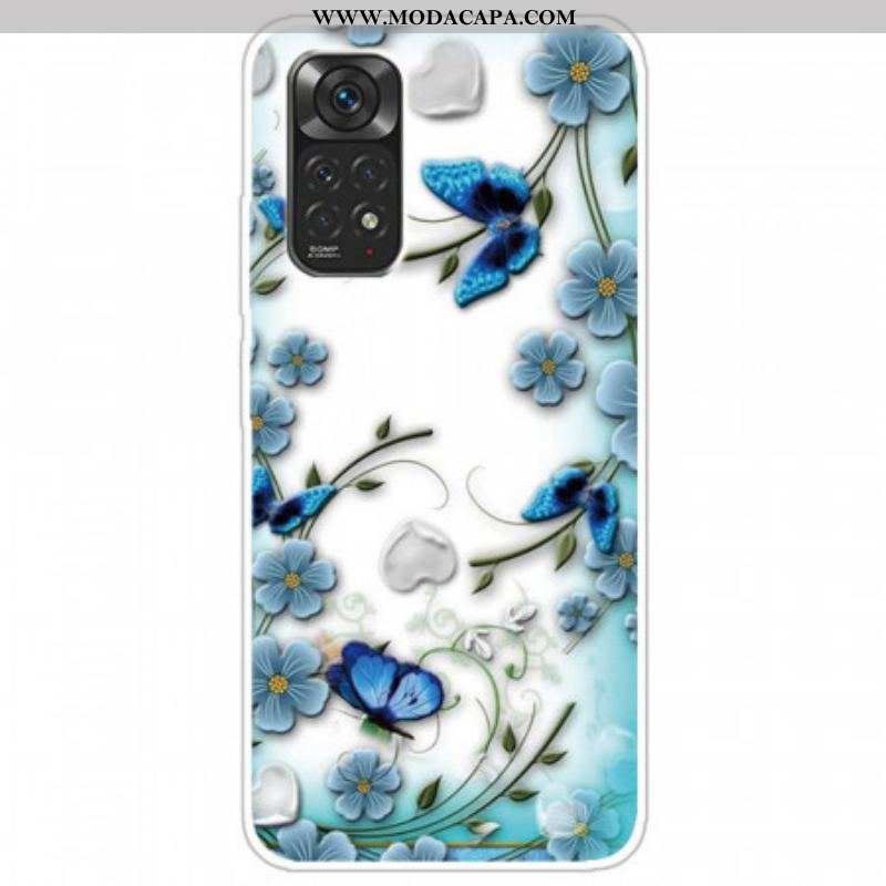 Capa Para Xiaomi Redmi Note 11 Pro / 11 Pro 5G Borboletas E Flores Retrô