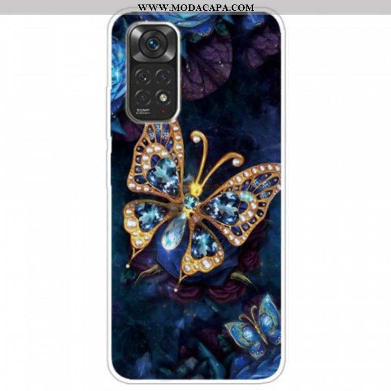 Capa Para Xiaomi Redmi Note 11 Pro / 11 Pro 5G Borboleta Dourada