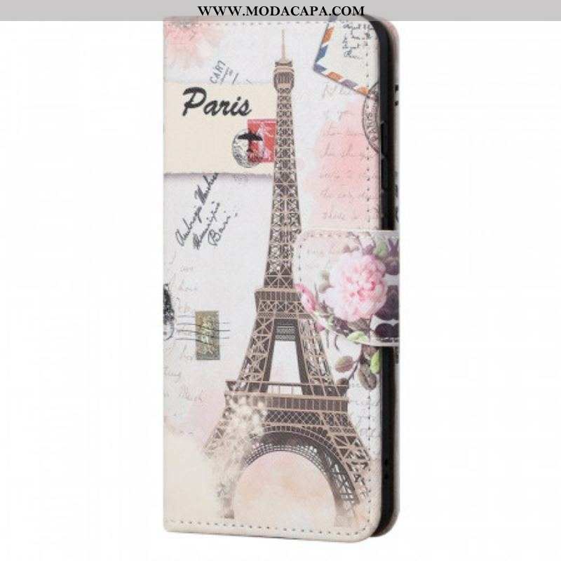 Capa De Couro Para Xiaomi Redmi Note 11 Pro / 11 Pro 5G Torre Eiffel Retrô