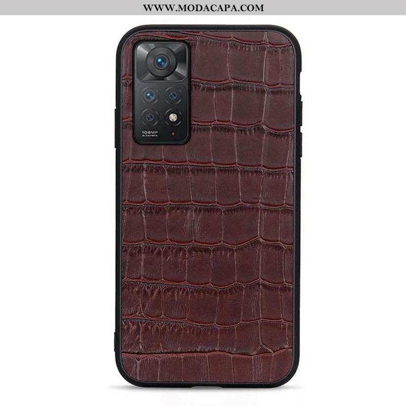 Capa Para Xiaomi Redmi Note 11 Pro / 11 Pro 5G Couro Genuíno Com Textura De Crocodilo