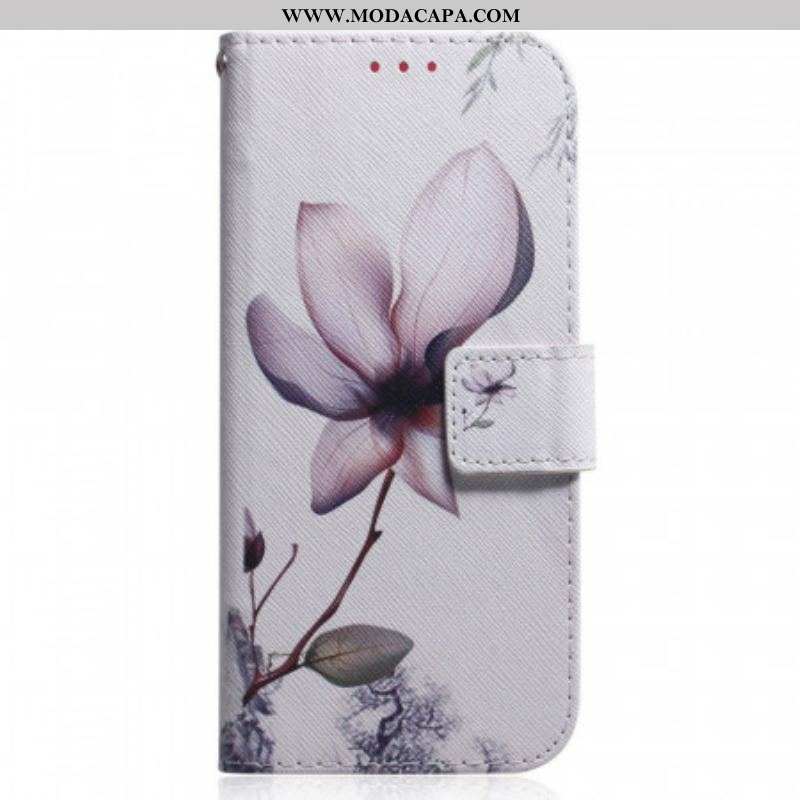 Capa Flip Para Xiaomi Redmi Note 11 Pro / 11 Pro 5G Flor Rosa Empoeirado