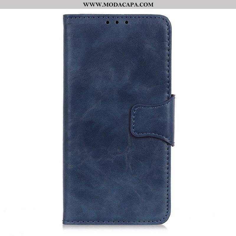 Capa Flip Para Xiaomi Redmi Note 11 Pro / 11 Pro 5G Fecho Reversível De Couro Rachado