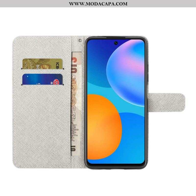 Capa Flip Para Xiaomi Redmi Note 11 Pro / 11 Pro 5G De Cordão Gatos Divertidos Com Alça