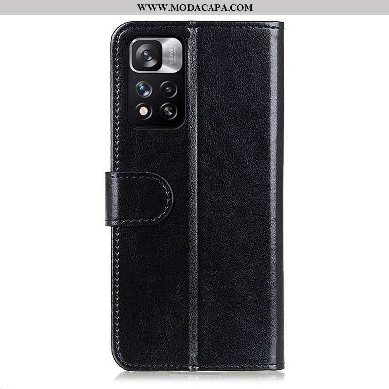 Capa Flip Para Xiaomi Redmi Note 11 Pro Plus 5G Refinamento De Couro Sintético