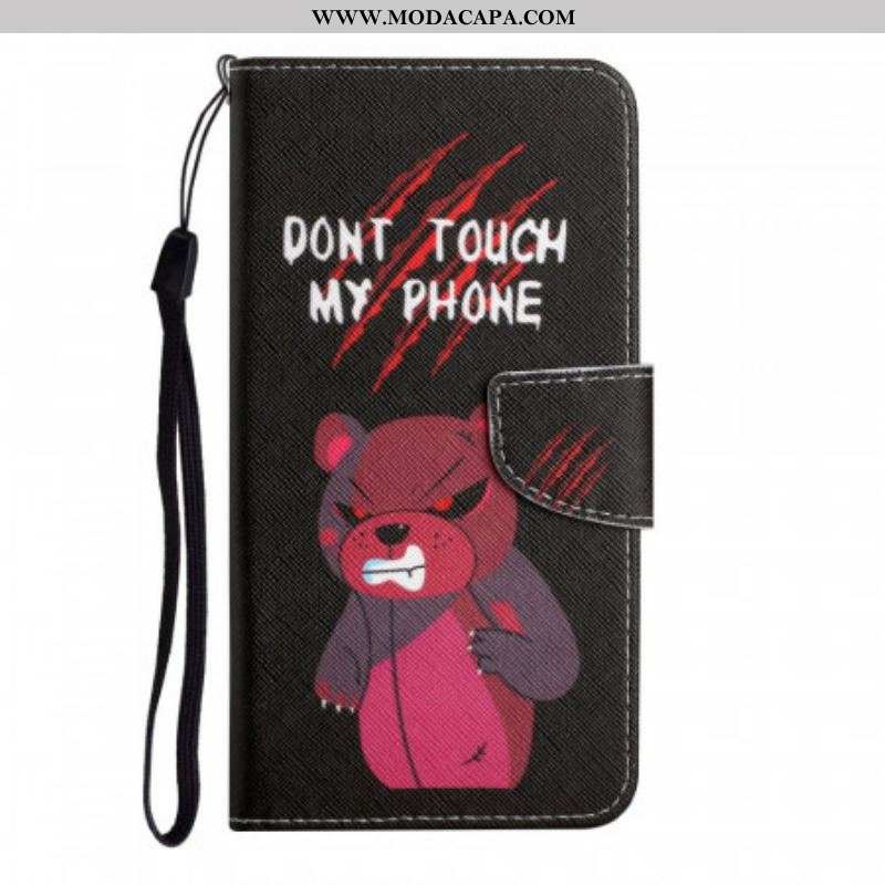 Capa De Couro Para Xiaomi Redmi Note 11 Pro Plus 5G Urso Não Toque No Meu Telefone