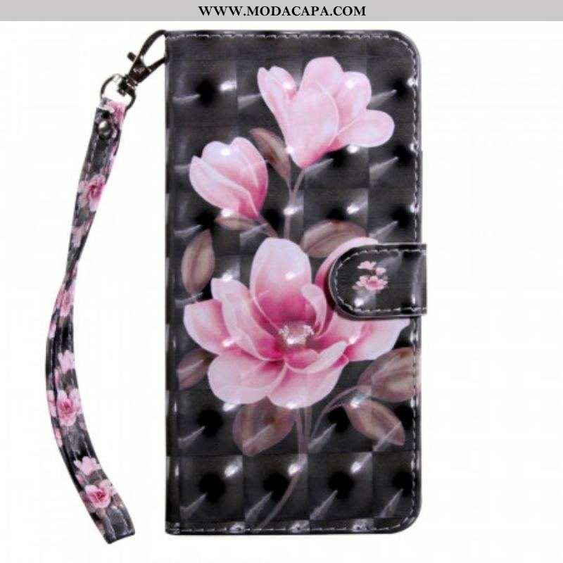 Capa Em Pele Para Xiaomi Redmi Note 11 Pro Plus 5G Flores Em Flor