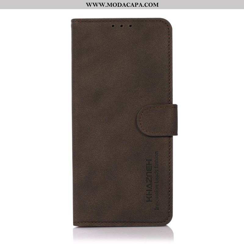 Capa Flip Para Xiaomi Redmi Note 11 Pro Plus 5G Khazneh Efeito Couro