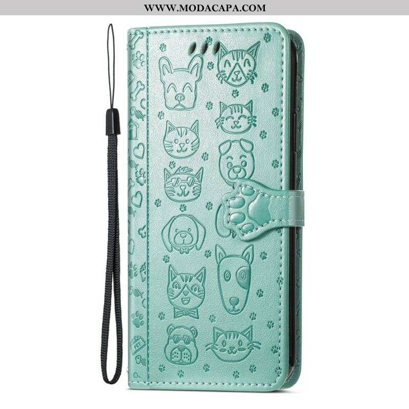 Capa Folio Para Xiaomi Redmi Note 11 Pro Plus 5G Animais Animados