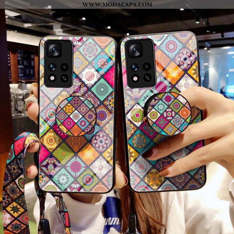 Capa Para Xiaomi Redmi Note 11 Pro Plus 5G Suporte Magnético Patchwork