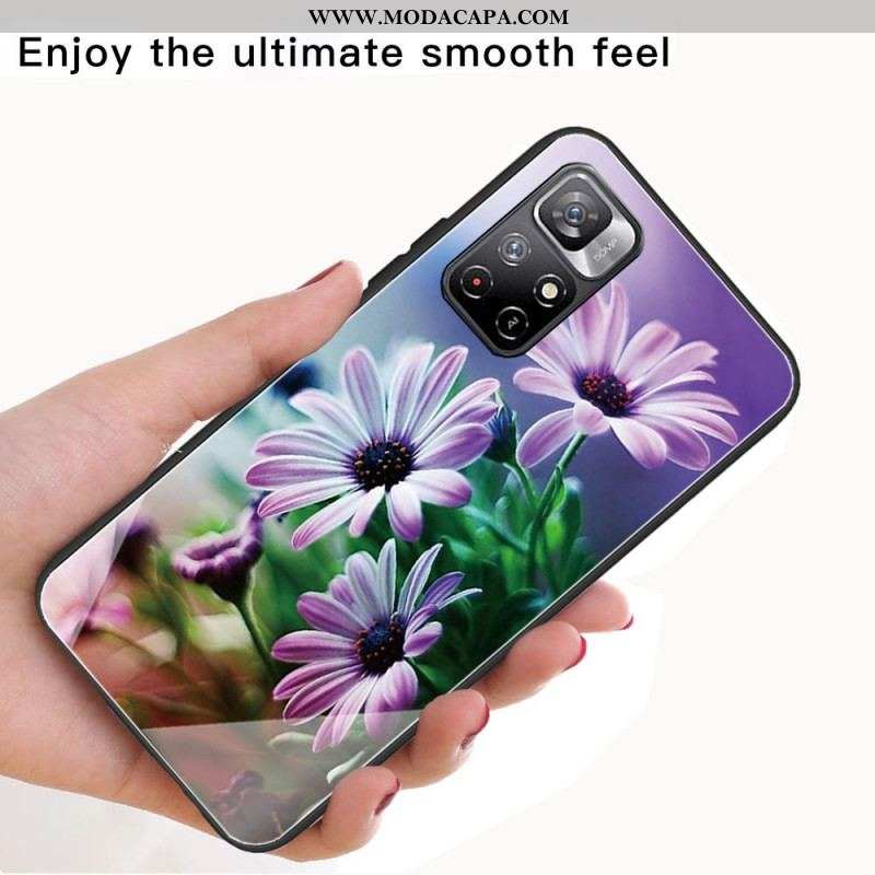 Capa Para Xiaomi Redmi Note 11 Pro Plus 5G Flores De Vidro Temperado