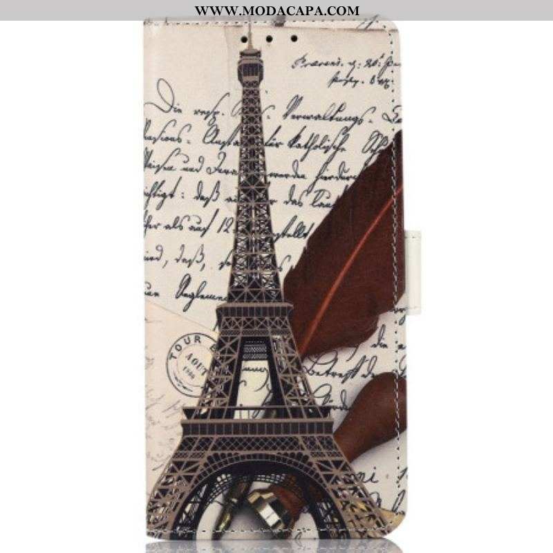 Capa De Couro Para Xiaomi Redmi Note 12 4G Torre Eiffel Do Poeta