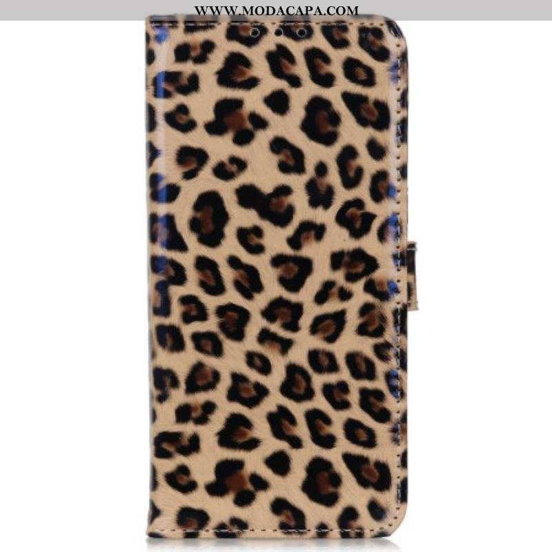 Capa Flip Para Xiaomi Redmi Note 12 4G Efeito Pele De Leopardo