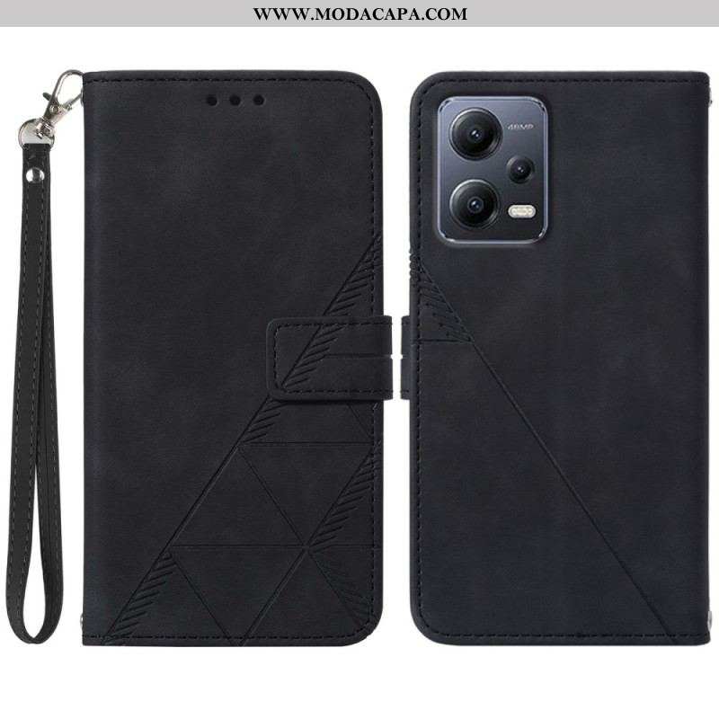 Capa De Couro Para Xiaomi Redmi Note 12 5G De Cordão Cintas Triângulos