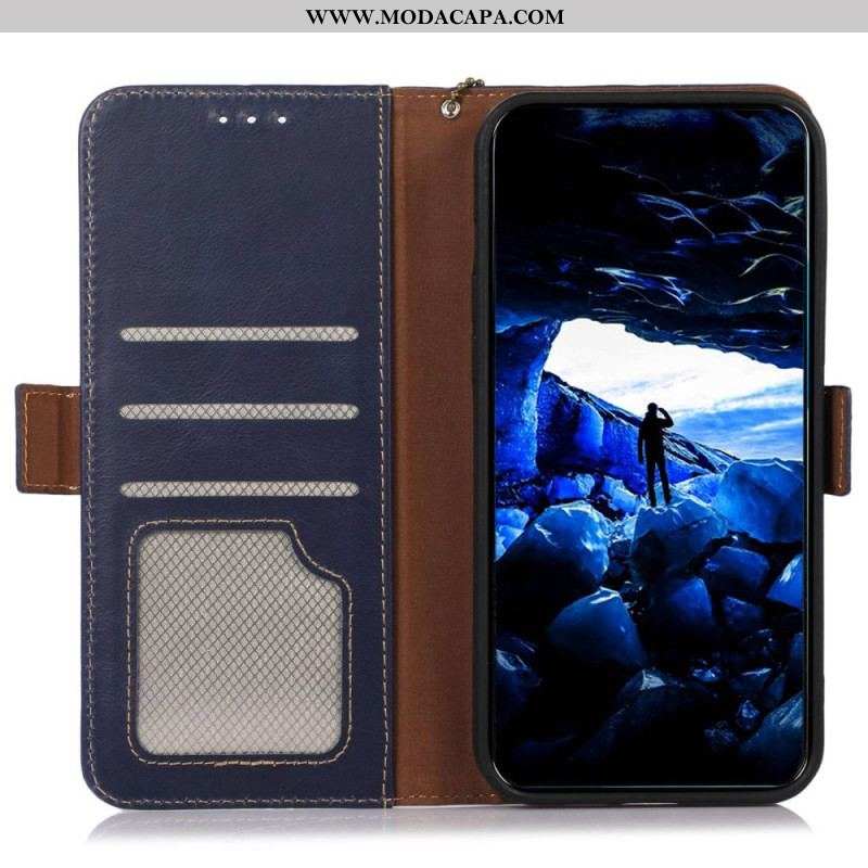 Capa Folio Para Xiaomi Redmi Note 12 5G Função Rfid De Couro Genuíno