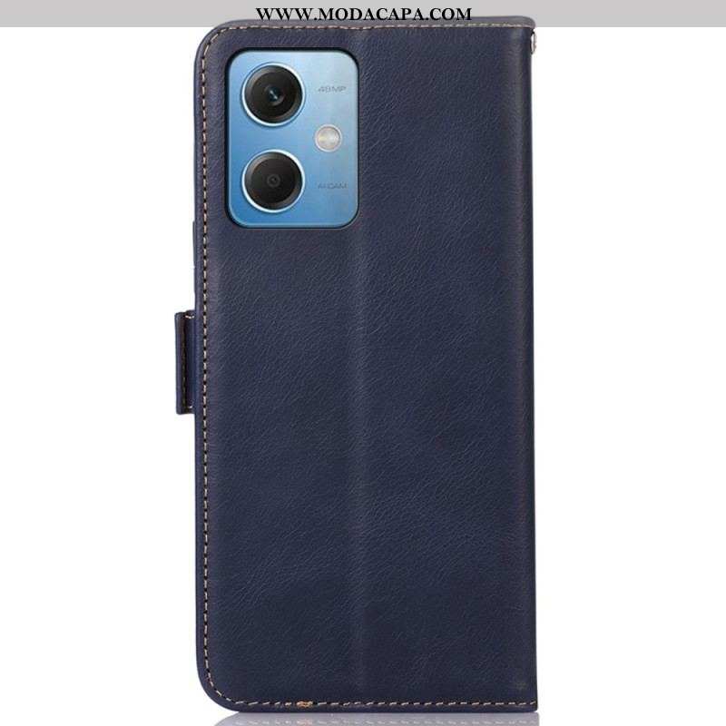 Capa Folio Para Xiaomi Redmi Note 12 5G Função Rfid De Couro Genuíno