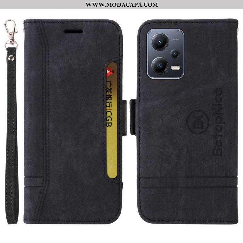 Capa Flip Para Xiaomi Redmi Note 12 5G Porta-cartões Frontal Betopnice