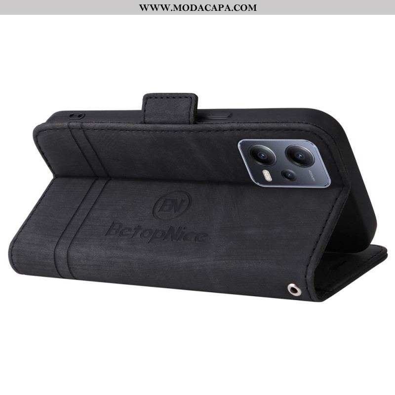 Capa Flip Para Xiaomi Redmi Note 12 5G Porta-cartões Frontal Betopnice