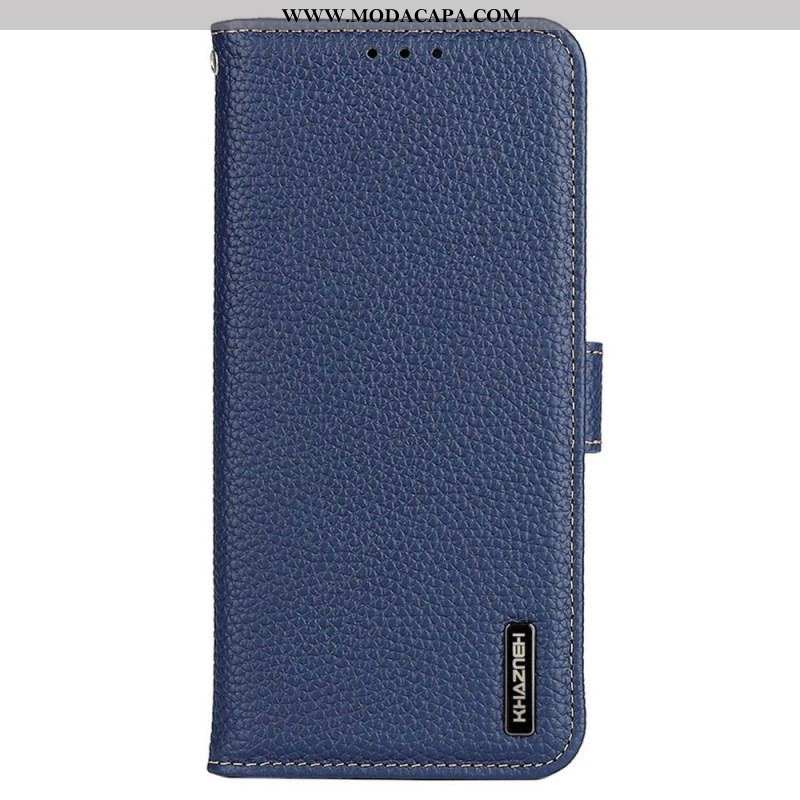 Capa De Couro Para Xiaomi Redmi Note 12 5G Khazneh Lichia Couro