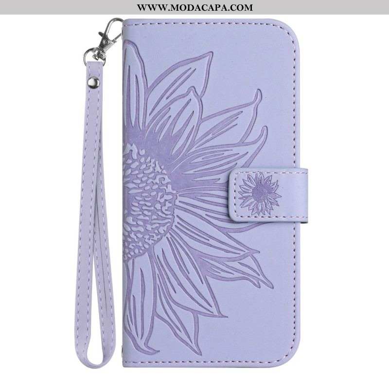 Capa Folio Para Xiaomi Redmi Note 12 5G Flor Com Cordão