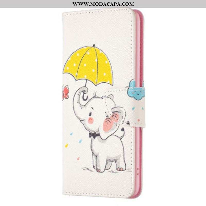 Capa De Couro Para Xiaomi Redmi Note 12 5G Elefante Na Chuva
