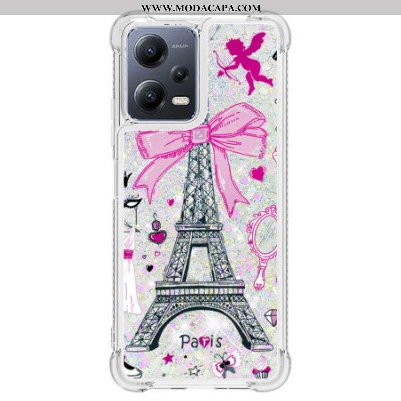 Capa Para Xiaomi Redmi Note 12 5G Lantejoulas Torre Eiffel