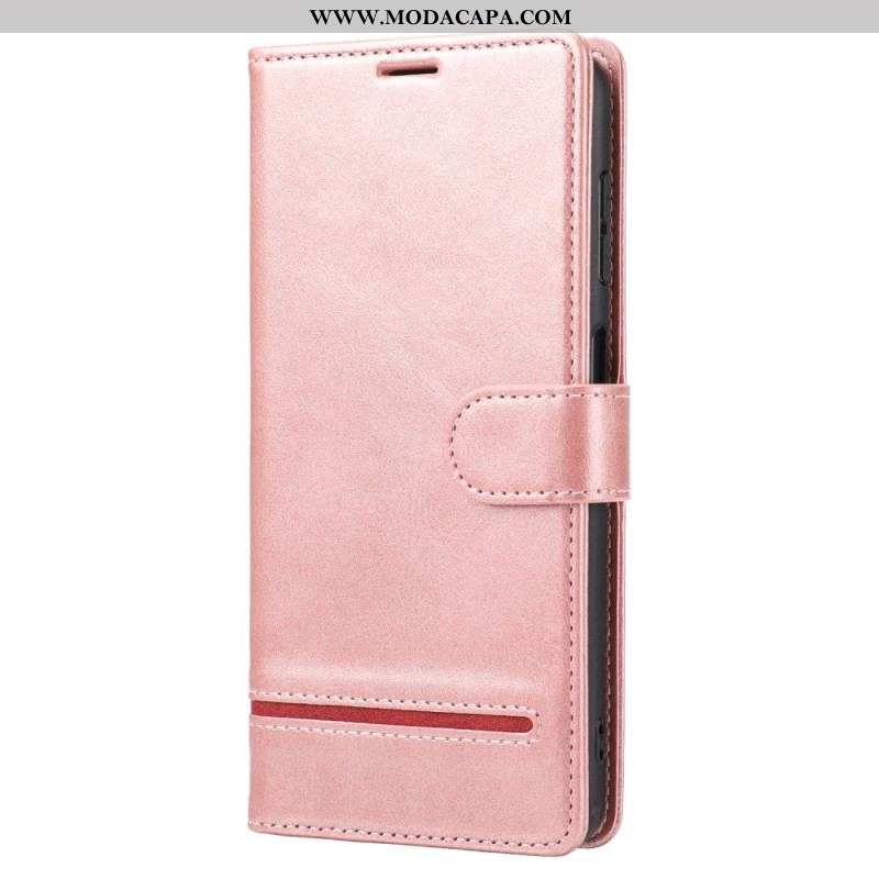 Capa Flip Para Xiaomi Redmi Note 12 5G Linha Efeito Couro