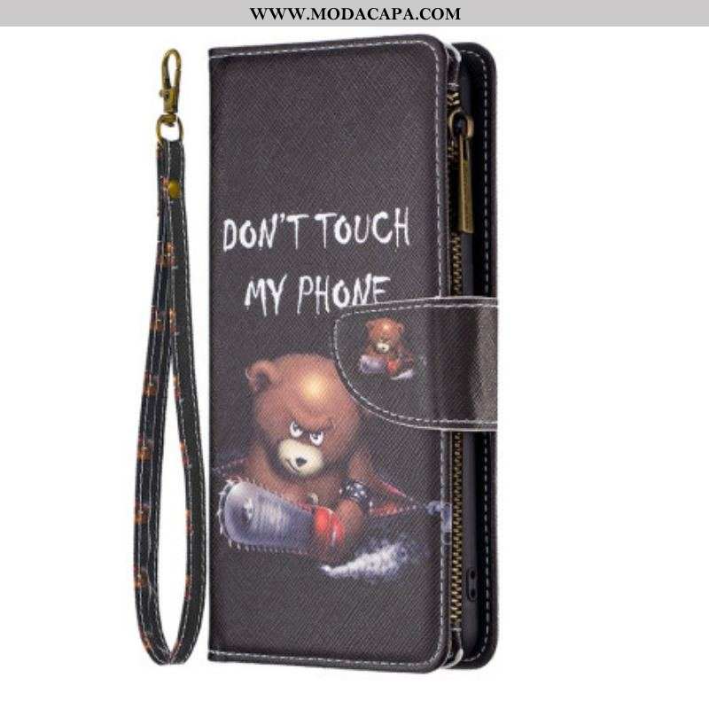 Capa De Couro Para Xiaomi Redmi Note 12 5G Bolsa Urso Perigoso