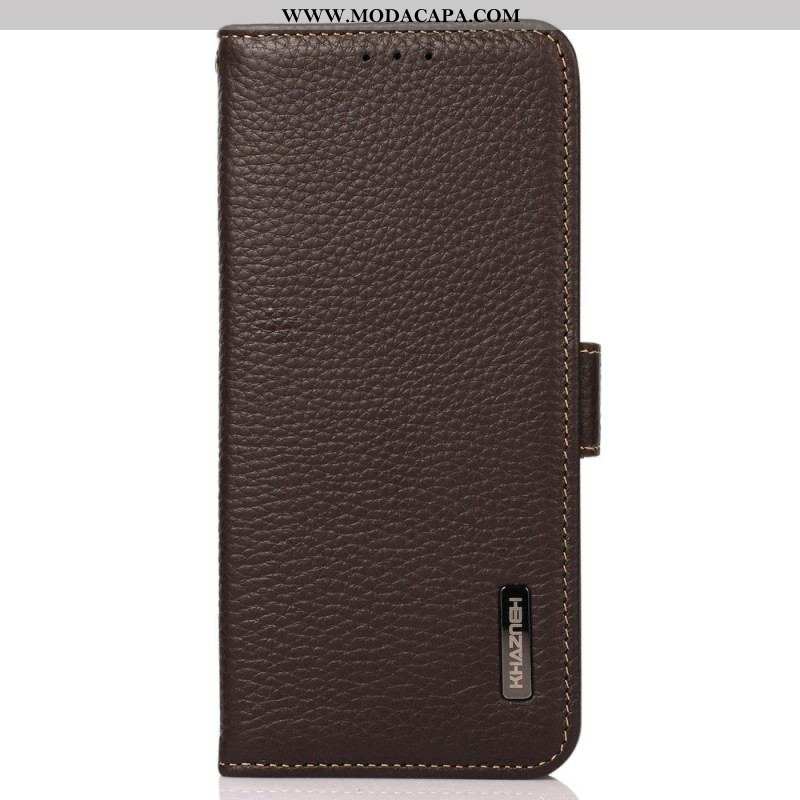 Capa Folio Para Xiaomi Redmi Note 12 Pro Plus Couro De Lichia Khazneh Rfid